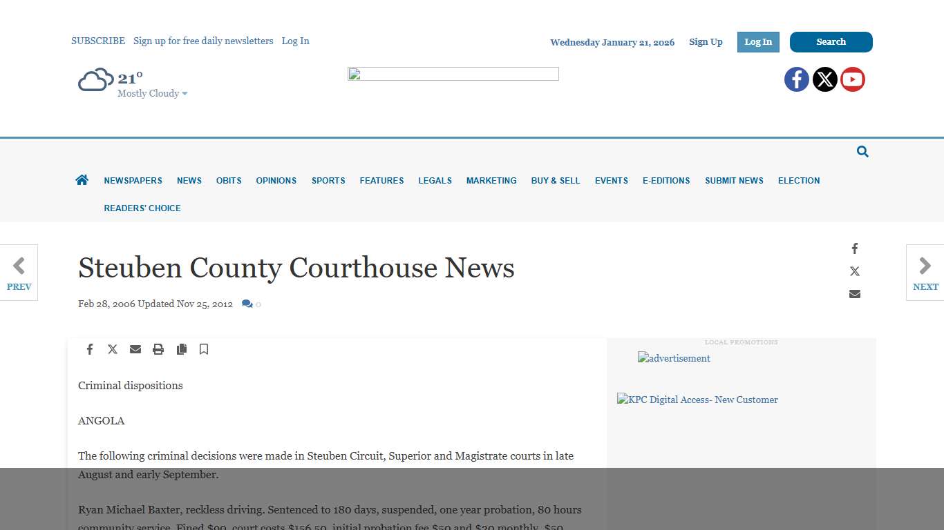 Steuben County Courthouse News | | kpcnews.com