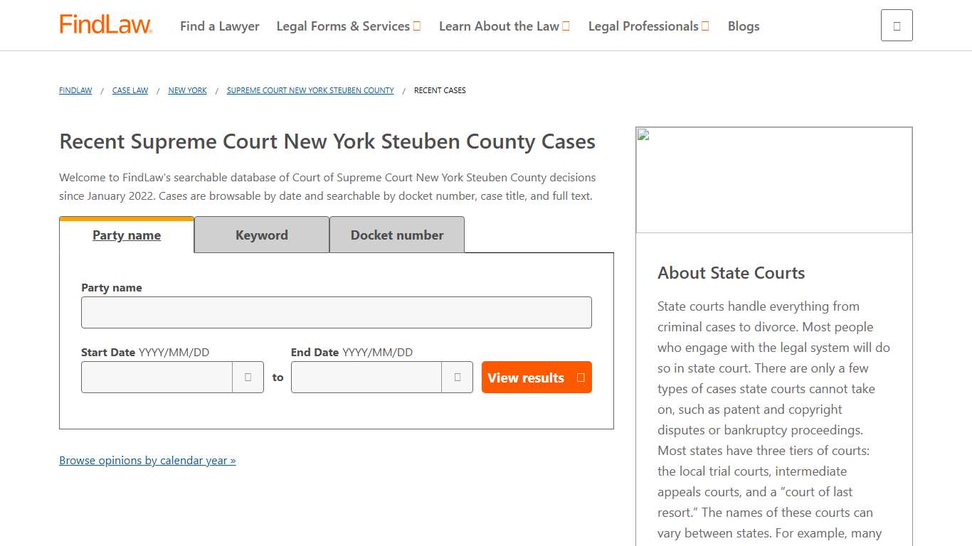 Supreme Court New York Steuben County Recent Cases | FindLaw